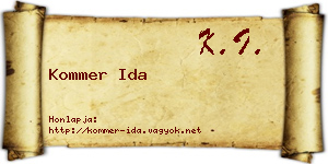 Kommer Ida névjegykártya